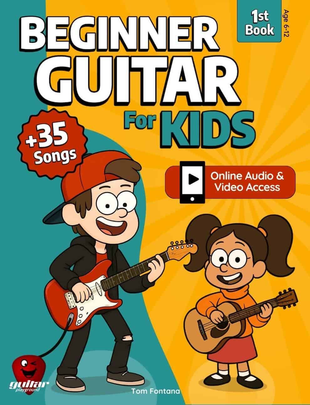 Beginner Guitar For Kids Book Cover